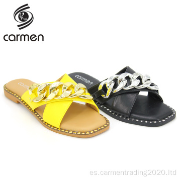 Nuevas zapatillas de zapatos planos de mujer tejida T-slip